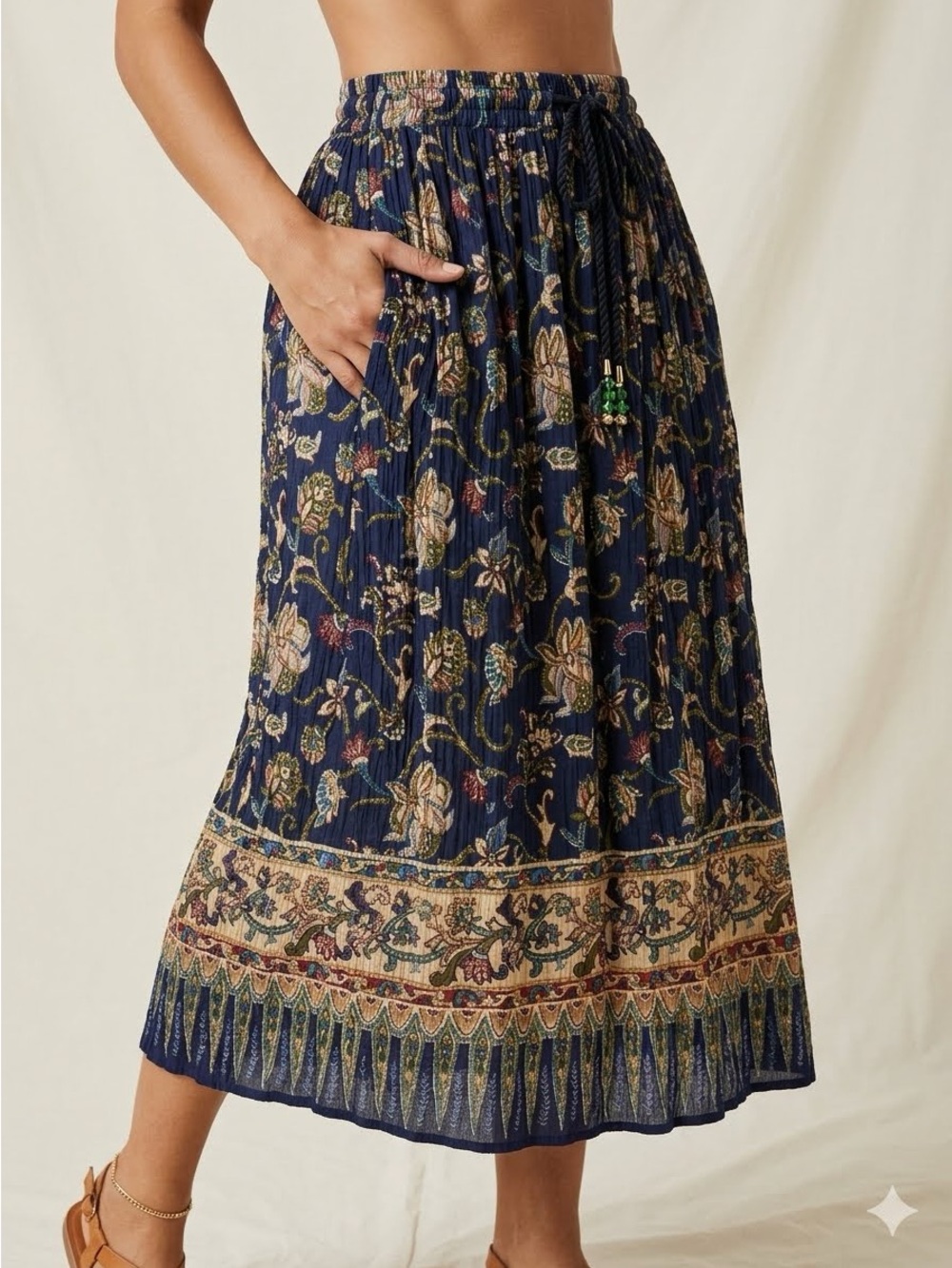Vintage SMW Boho Rayon Maxi Skirt Whimsigoth Festival Hippie Gypsy Fits S-L